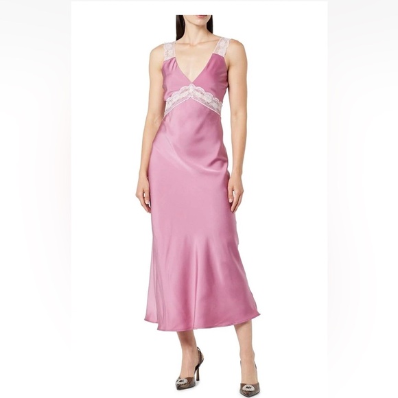 The Drop Womens Valentina Lace-Trimmed Slip Dress Mellow Mauve | S - Picture 1 of 9